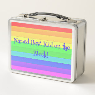 Fun, Unique Personalized Colorful Rainbow Stripes Metal Lunch Box