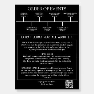 Fun Unique QR Code Black Reception Wedding Program Foam Board