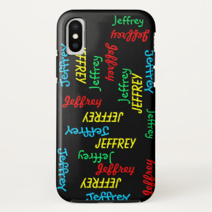 Fun Unique Repeating Names on Black, Personalized iPhone X Case