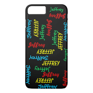 Fun Unique Repeating Names on Black, Personalized iPhone 8 Plus/7 Plus Case