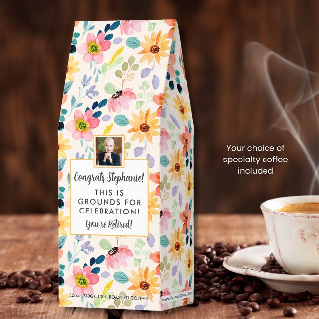 Fun Unique Retirement Gift, Photo and Custom Text  Roasted Coffee (Creator Uploaded)