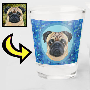 Fun Unique Your Pet Dog Puppy Custom Photo Shot Glass