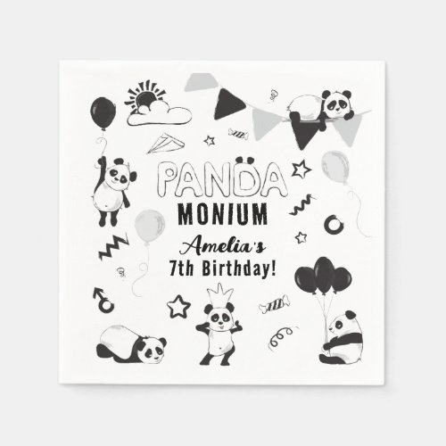Fun Unisex Panda_Monium Kids Birthday Party Napkins