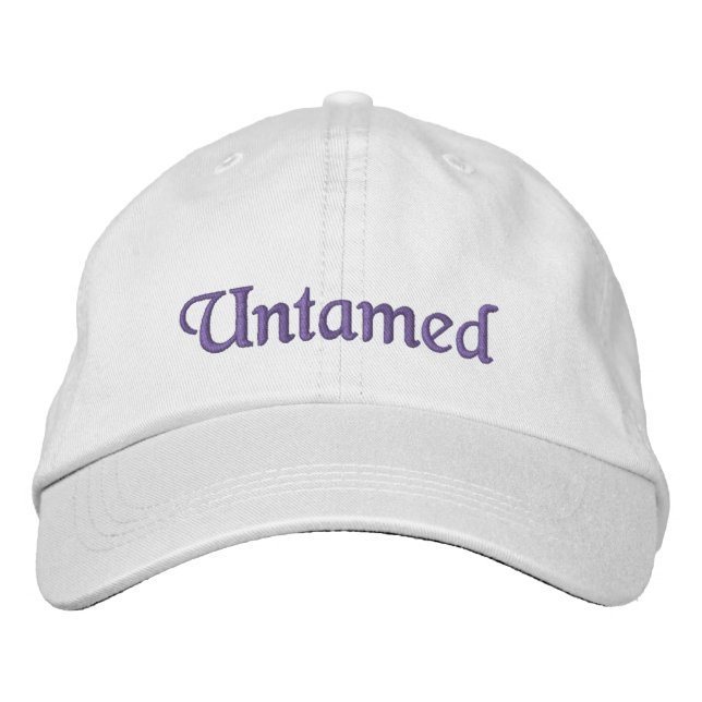 Fun Untamed Motivational Quote Purple White Embroidered Baseball Cap (Front)