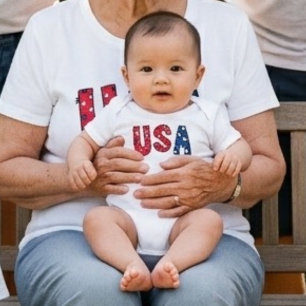 Fun USA Birthday Celebration Red White and Blue Baby Bodysuit
