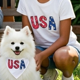 Fun USA Birthday Celebration Red White and Blue  Pet Bandana Collar