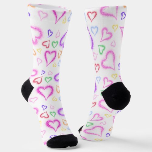 Fun Valentine Candy Colored Hearts  Socks