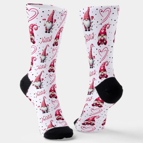 Fun Valentine Gnome Socks