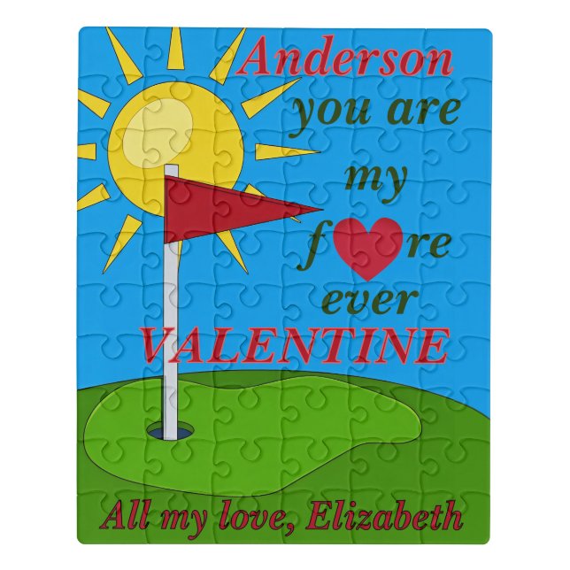 Fun Valentine Golf Hole in One Jigsaw Puzzle (Puzzle Vertical)