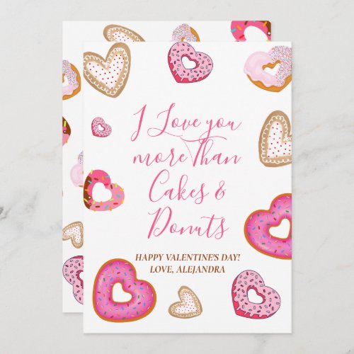 Fun Valentine love more than donuts illustration Thank You Card