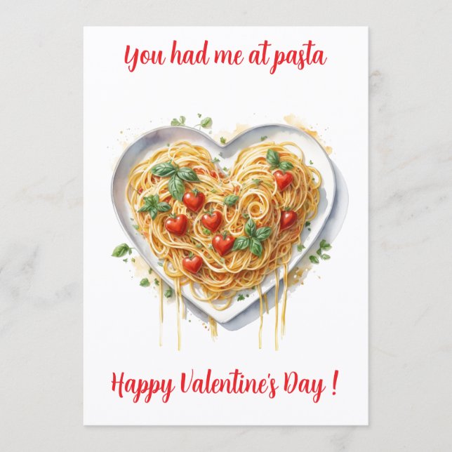 Fun Valentine Pasta Heart Italy   Holiday Card (Front)