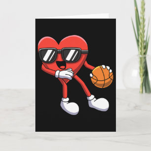 Fun Valentines Day Heart Playing Bysketbyll Boys K Card
