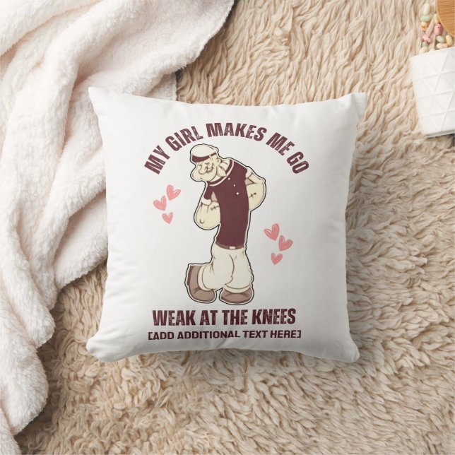 Fun Valentines Day Strongman Weak At The Knees  Throw Pillow (Blanket)