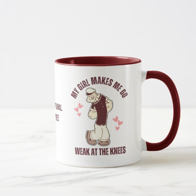 Fun Valentines Strongman Weak At The Knees Custom Mug (Right)