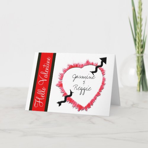 Fun Valentines Textured Heart Outline With Arrow Holiday Card