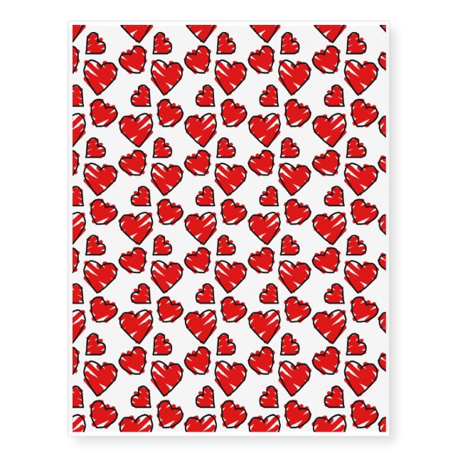Fun Valrentine Heart Scribbles Temporary Tattoos (Front)