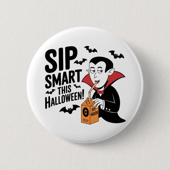 Fun Vampire-Themed Halloween Design Button (Front)