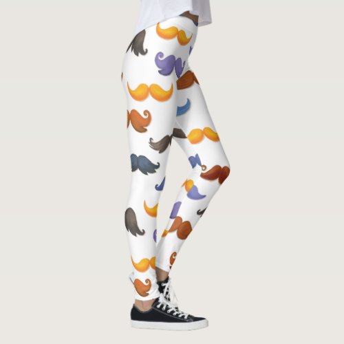 Fun various colorful mustache pattern leggings