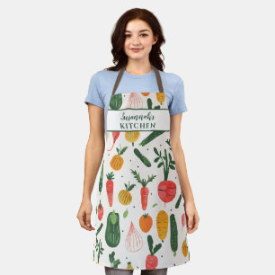 Fun Vegetable Illustration Woman's Apron