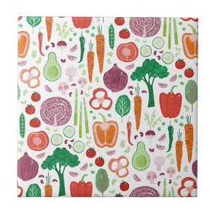 Fun Vegetable Pattern Ceramic Tile
