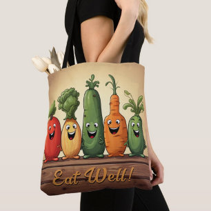 Fun Vegetables Reusable Grocery Shopping Tote Bag