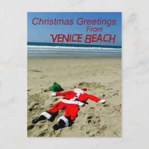 Fun Venice Beach Christmas Postcard! Holiday Postcard
