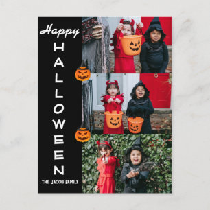 Fun Vertical Happy Halloween 3 Photo Family Holiday Postcard