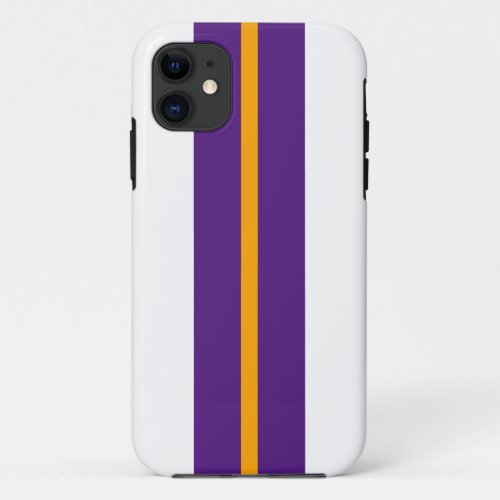 Fun Vertical Purple Yellow Racing Stripes On White iPhone 11 Case