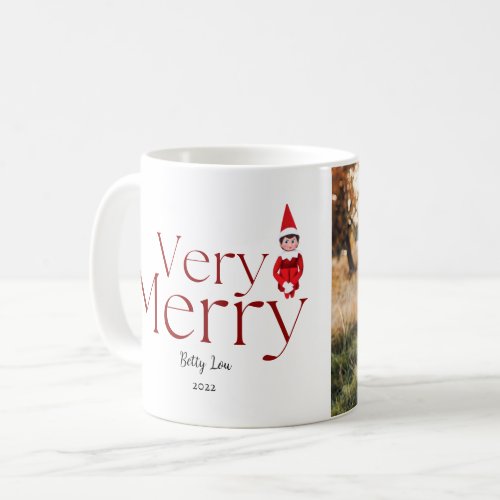 fun very merry christmas elf family holiday photo coffee mug
