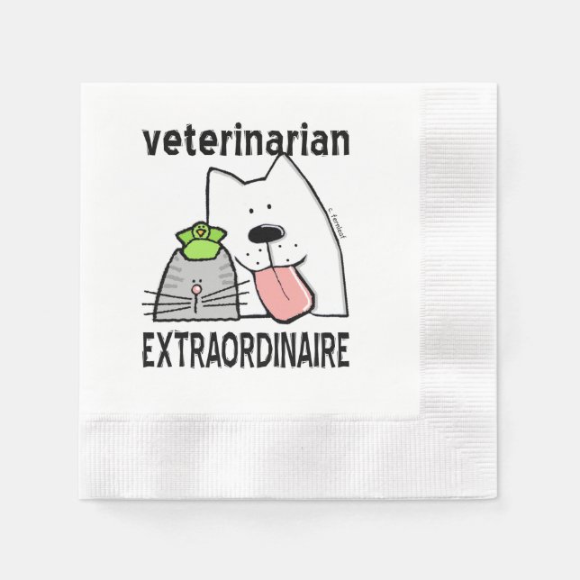 Fun Veterinarian Extraordinaire Napkins (Front)