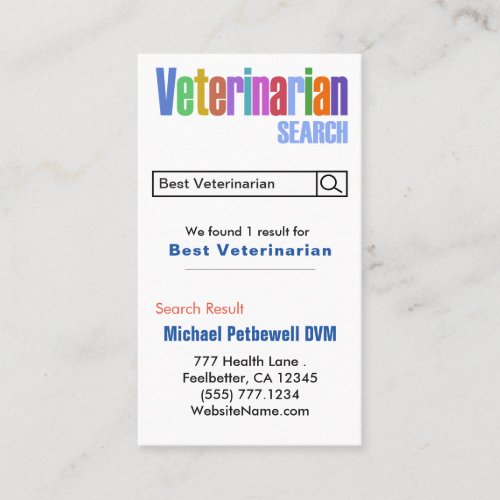 Fun Veterinary Veterinarian Advertising Business Card