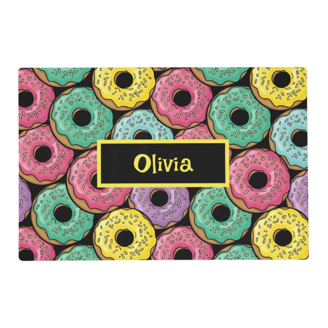Fun Vibrant Glazed Donuts Placemat (Front)
