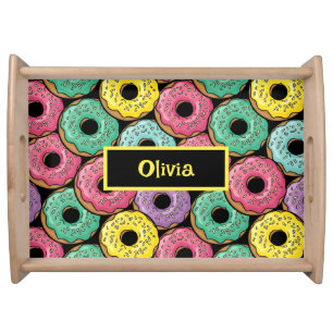 Fun Vibrant Glazed Donuts Serving Tray