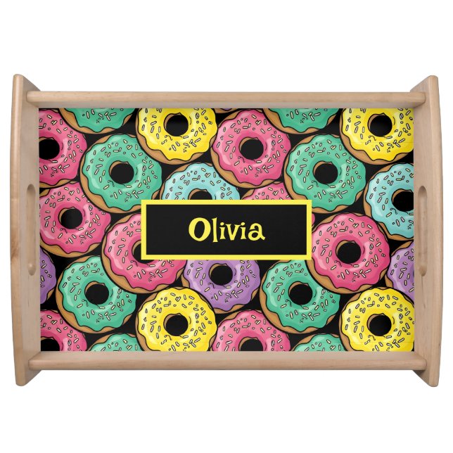 Fun Vibrant Glazed Donuts Serving Tray (Front)