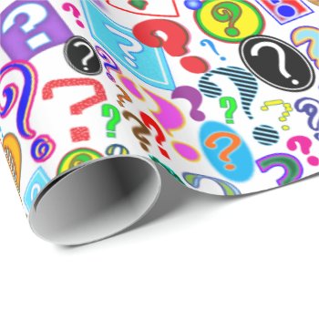 Fun Vibrant Pattern Of Question Marks Wrapping Paper by judgeart at Zazzle