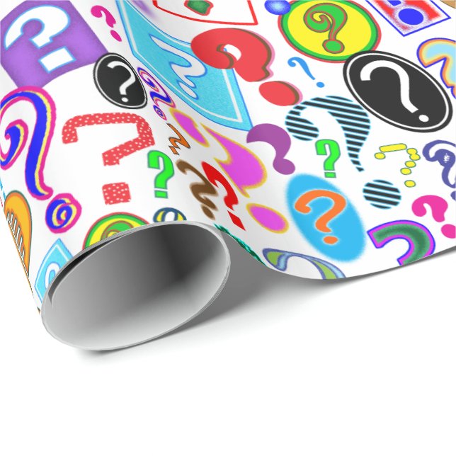 Fun Vibrant Pattern of Question Marks Wrapping Paper (Roll Corner)