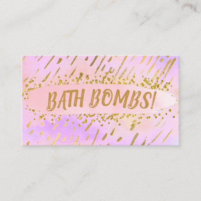 Fun Vibrant Pink And Gold Handmade Bath Bomb Business Card (Front)