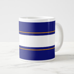 Fun Vibrant Royal Blue Yellow White Racing Stripes Giant Coffee Mug