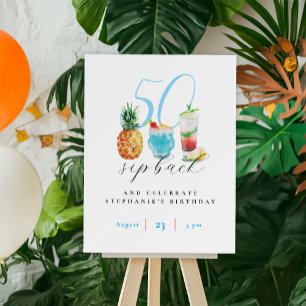 Fun Vibrant Sip Back Cocktails 50th Birthday Party Foam Board