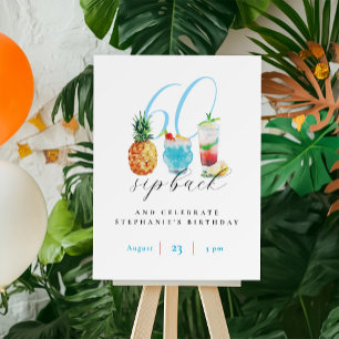 Fun Vibrant Sip Back Cocktails 60th Birthday Party Foam Board