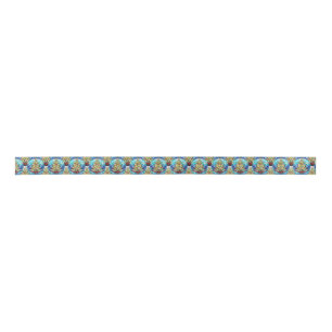 Fun Vibrant Stained Glass Christmas Tree Pattern Satin Ribbon
