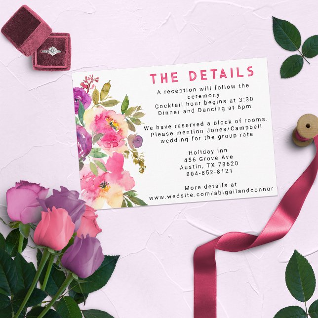 Fun Vibrant Violet Fuchsia Floral Enclosure Card (Creator Uploaded)