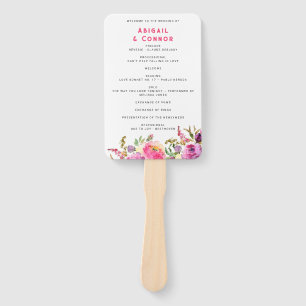 Fun Vibrant Violet Fuchsia Floral Program Hand Fan