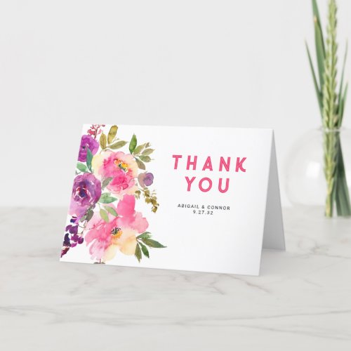 Fun Vibrant Violet Fuchsia Floral Thank You Card