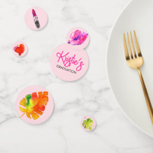 Fun Vibrant Watercolor Lipsticks Graduation Party Confetti