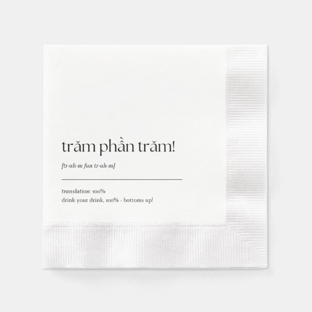 Fun Vietnamese Drinking Phrase Cocktail Napkin 03 (Front)