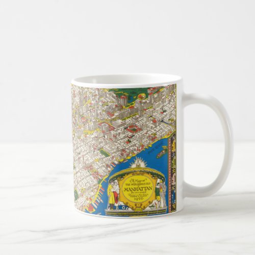 Fun Vintage 1926 Restored Pictorial Manhattan Map Coffee Mug