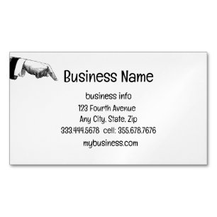 Fun Vintage Antique Hand Finger Pointing Business Card Magnet