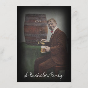 Fun Vintage Bachelor Party Keg Tap Guy Invitation