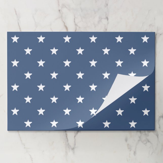 Fun vintage blue white stars paper placemats (Folded)